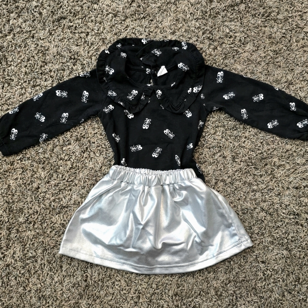 PL Baby 12m Ballet Bodysuit & Silver Skirt Set
